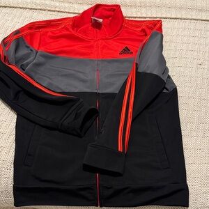 Adidas Men's Red, Gray, and Black Track Jacket